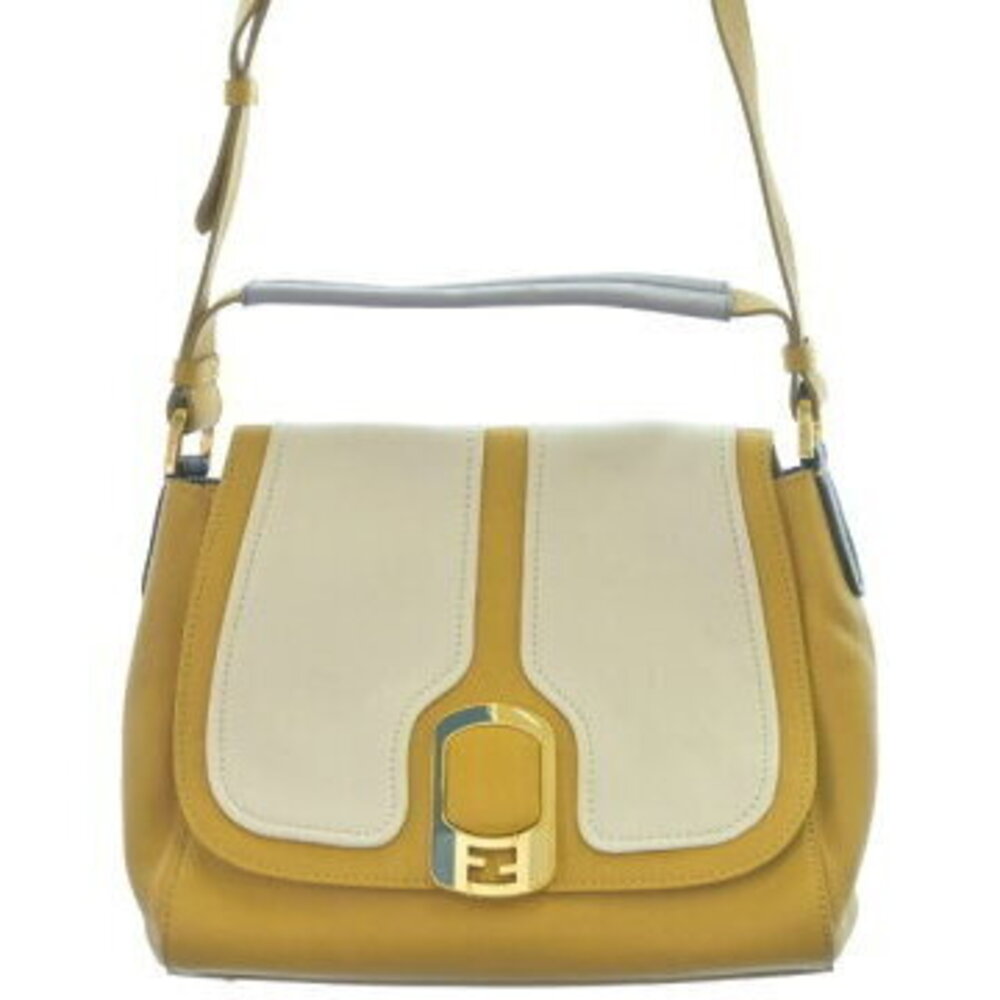 FENDI Shoulder Bag Mustard White